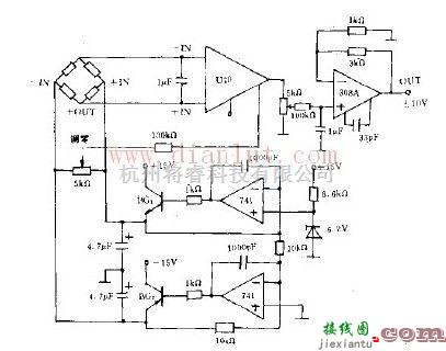 线性放大电路中的应变片放大器电路原理图  第1张