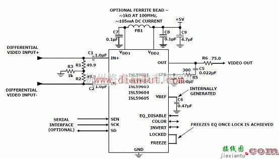 线性放大电路中的ISL5960x在MegaQ视频均衡电路中的应用电路图  第3张