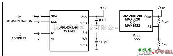 线性放大电路中的利用DS1841对数电位器调节APD偏置范围分析  第1张