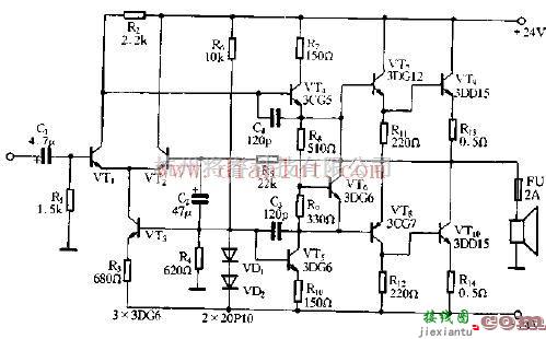 线性放大电路中的用于20W OCL功率放大器的电路  第1张