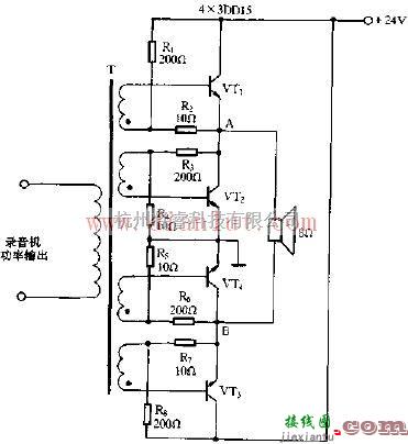 线性放大电路中的采用线圈耦合实现录音机功率续接器  第1张