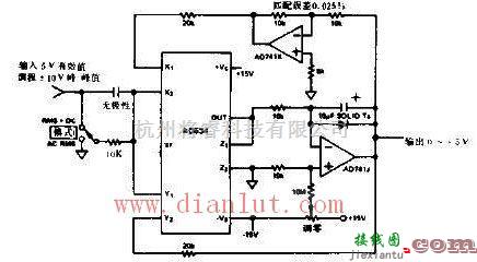 宽带/高峰值因数有效值直流变换器电子电路图  第1张