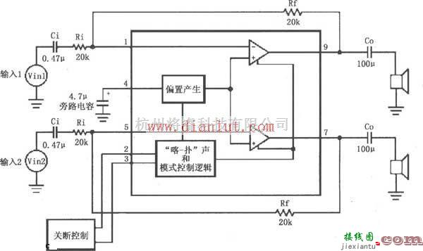 音频电路中的基于LM4912的双声道放大电路  第1张