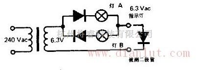 线性放大电路中的二极管测试器电路原理图  第1张