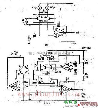 线性放大电路中的桥式测量放大器电路图  第1张