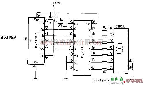 脉冲计数显示电路原理图  第1张