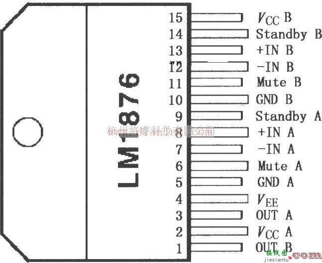 音频电路中的LM1876立体声功率放大器引脚  第1张