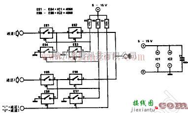 线性放大电路中的简易视频选择器电路原理图  第1张