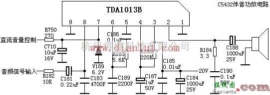 音频电路中的TDA1013B伴音功放电路及引脚功能图  第1张
