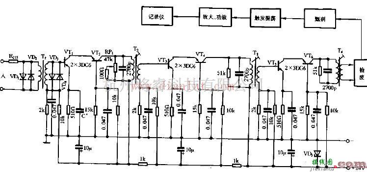 线性放大电路中的探鱼器接收机电路电路图  第1张