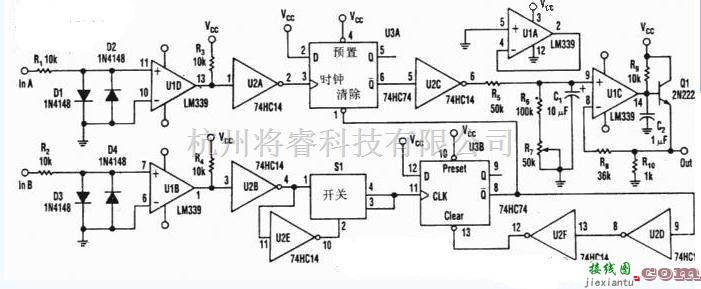 线性放大电路中的简单低频相位计电路  第1张