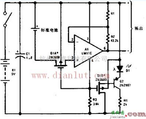 线性放大电路中的供标准电池用的电池供电缓冲放大器电路电路图  第1张