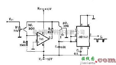 线性放大电路中的5G7555对数压频变换器电路图  第1张