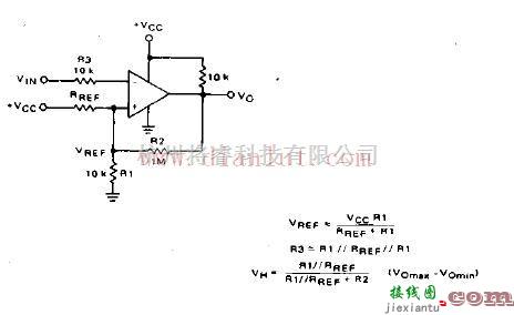 滞后式反相比较器电路原理图  第1张