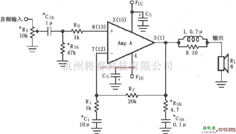 音频电路中的LM4765音频功率放大电路原理图  第1张