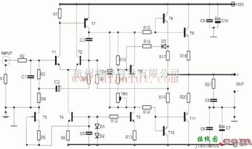 音频电路中的40W A类功率放大器电路原理图  第1张