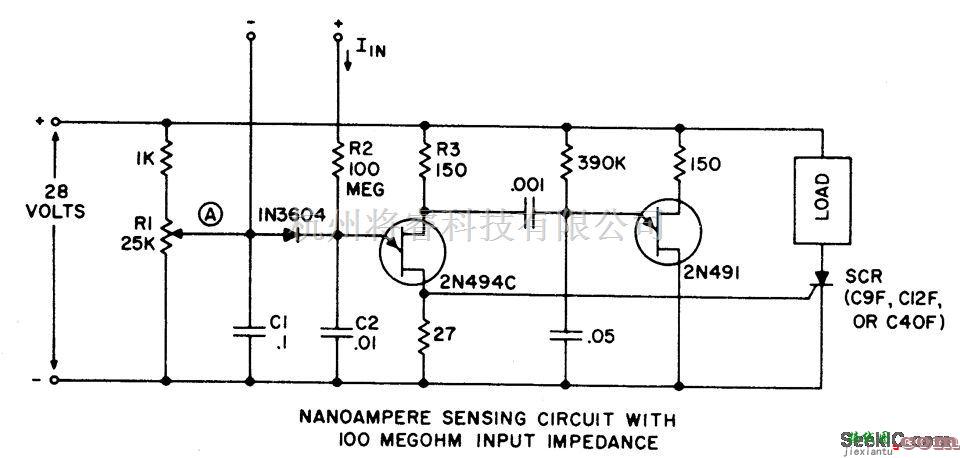仪器仪表中的带有100兆欧输入阻抗的纳米安培计感应电路  第1张