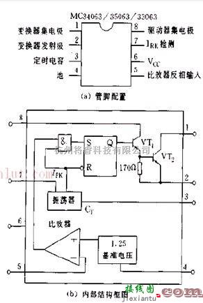 基础电路中的MC34063系列的引脚图和内部结构框图  第1张