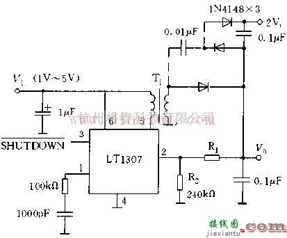 基于LT1307的高压回扫变换器电路图  第1张