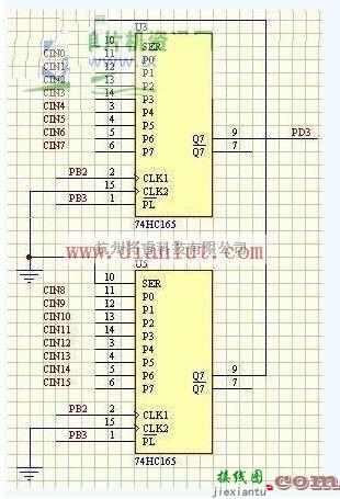 基础电路中的依据74HC165的级联电路图  第1张