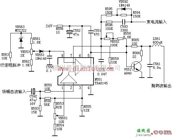 基础电路中的TDA8145枕形校正应用电路  第1张