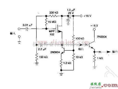 输入的抗阻为500M的JFET放大器  第1张