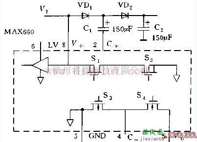 MAX660外接二极管构成的倍压变换器电路  第1张