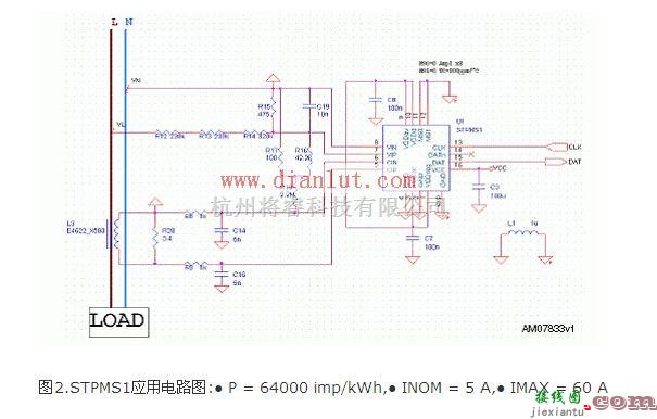 基础电路中的用STPMS1设计的智能传感器的应用电路  第2张