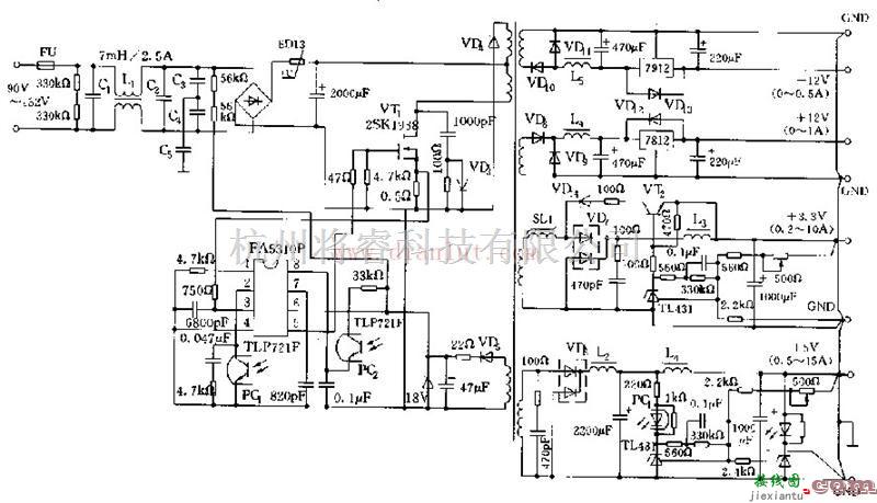 采用放大器使电压稳定的变换器电路原理图  第1张