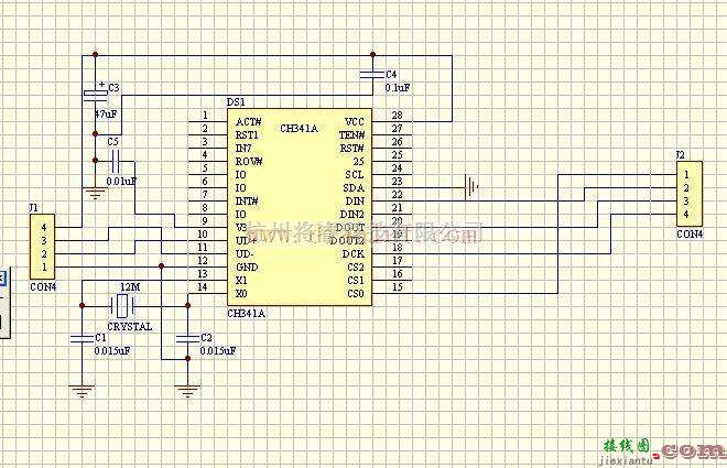 基础电路中的USB转并口和串口的电路图  第1张