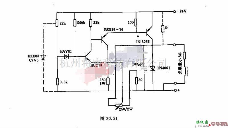 基础电路中的24V／3A晶体管调压器电子电路  第1张