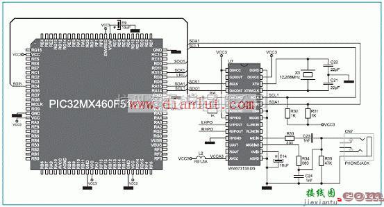 基础电路中的介绍PIC32MX4系列微控制器多媒体开发电路  第15张