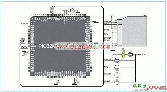 基础电路中的介绍PIC32MX4系列微控制器多媒体开发电路  第13张