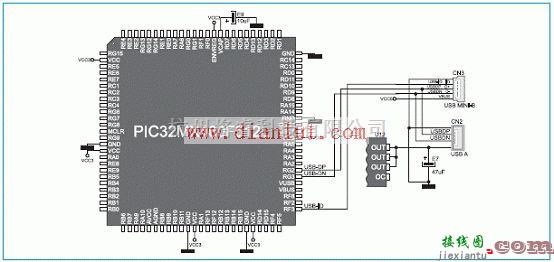 基础电路中的介绍PIC32MX4系列微控制器多媒体开发电路  第17张