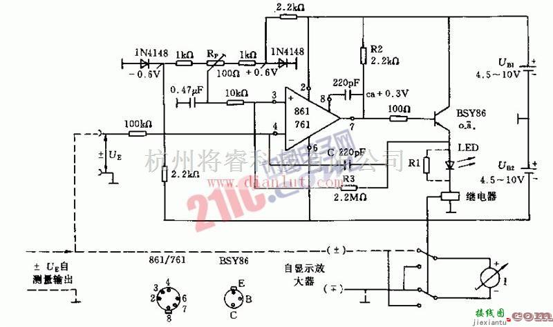 能自动选择极性的继电器放大电路原理图  第1张