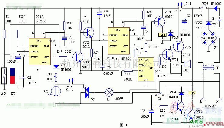 基础电路中的门控防盗报警器的制作方法  第1张