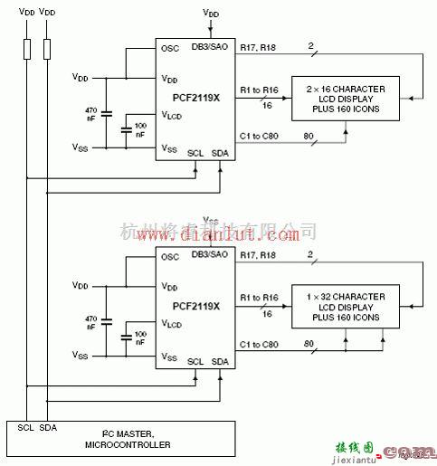 基础电路中的利用PCF2119x设计的LCD控制和驱动电路  第3张