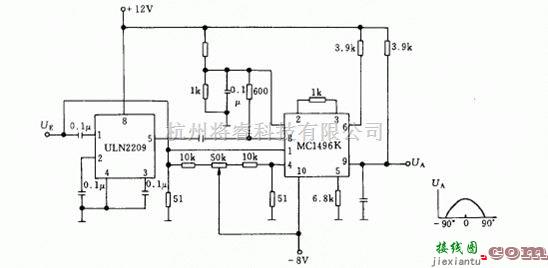 ULN2209和MC1496K的幅值调制解调检波器电路  第1张