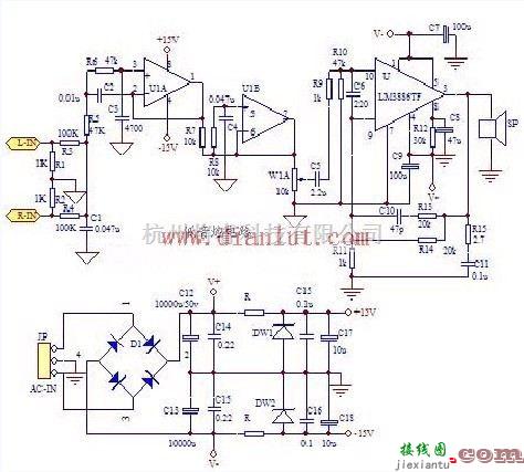 音频电路中的由LM3886设计的低音炮电路  第1张