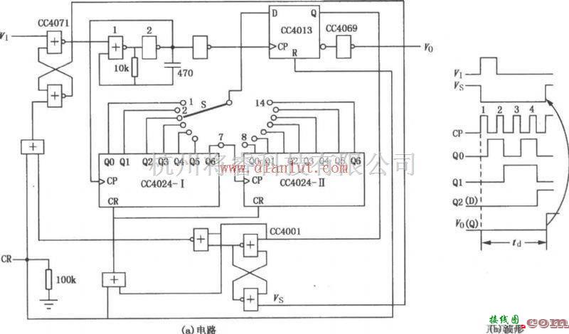 基于CC4024计数器构成可选分频系数延时电路  第1张