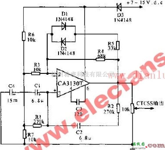 100Hz CTCSS振荡器电路原理图  第1张