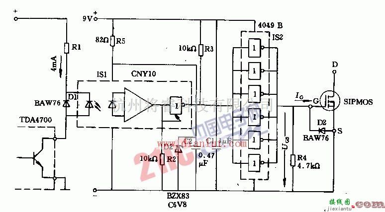 基础电路中的TDA4700构成的SIPMOS晶体管控制电路设计图  第1张