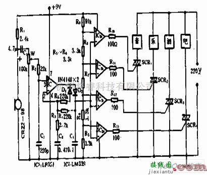 控制电路中的音乐控制霓虹灯电路  第1张