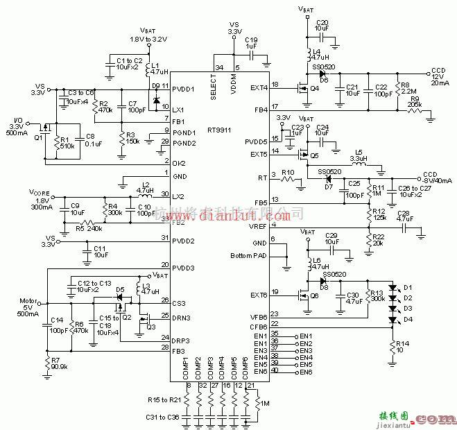 基础电路中的DC-DC转换器RT9911应用电路  第1张