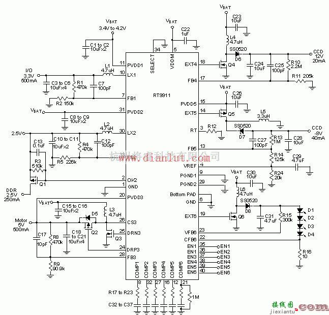 基础电路中的DC-DC转换器RT9911应用电路  第2张