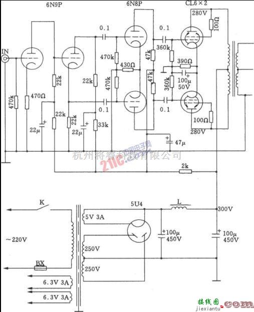 音频电路中的6L6 A类电子管推挽功放电路的介绍  第1张