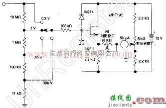 基础电路中的基于结型场效应晶体管（JFET）电压表电路图  第1张