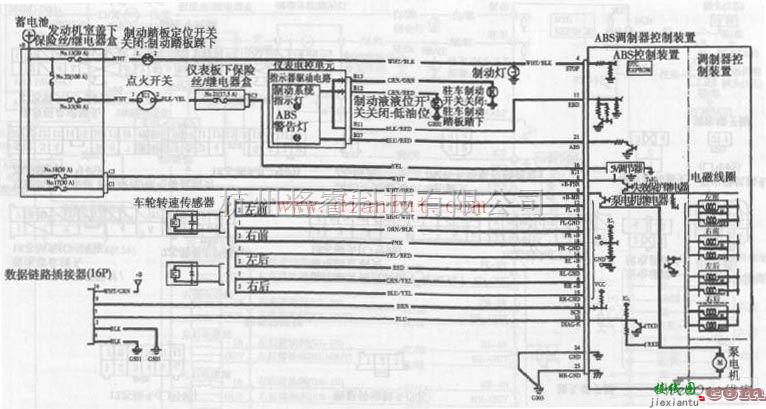 基础电路中的基于ABS的雅阁轿车电控系统电路  第1张