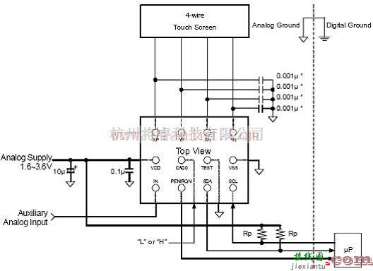 基础电路中的AK4186的典型连接4线电阻触膜屏电路  第1张