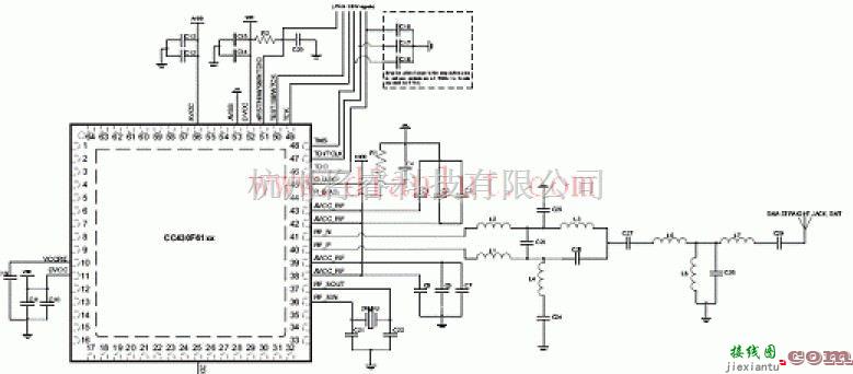 基础电路中的CC430F61系列典型应用电路原理图  第1张